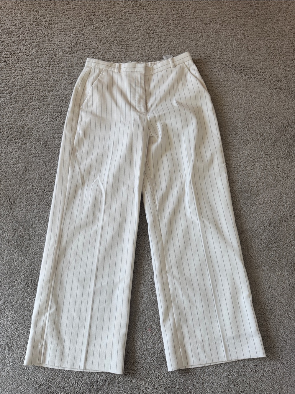 Wide-Leg Pinstripe Dress Pants in White